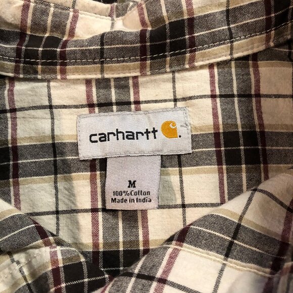 Carhartt Mens Plaid Short Sleeve Button-Up Shirt Size M 100% Cotton - Picture 6 of 9